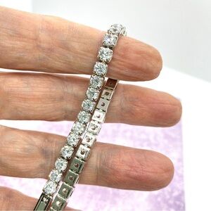 Tennis Bracelet Stunning Rhinestone Silver Tone Bracelet
